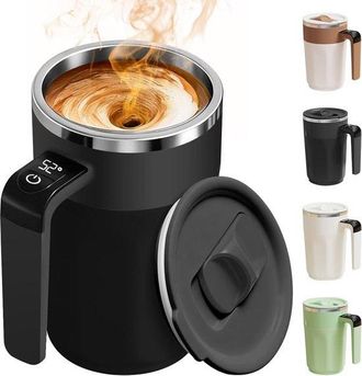 OEM Taza De Caf&eacute; Autom&aacute;tica Con Agitador Y Control De Temperatura, Taza Recargable 380 Ml (13,5 Oz), Taza Autoagitadora Acero Inoxidable Tapa, Negra