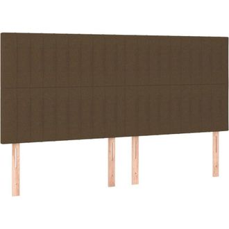 vidaXL Cabecero Con Luces Led Tela Marr&oacute;n Oscuro 200x5x118/128 Cm Vidaxl