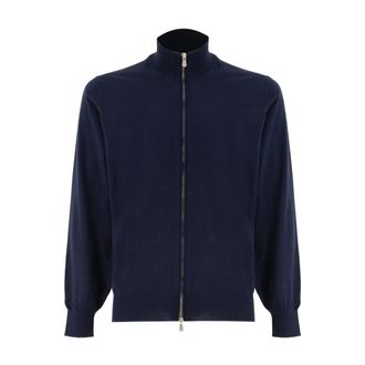 Brunello Cucinelli Brunello Cucinelli, Zip-throughs, male, Blue, Size: L Full Zip Cardigan