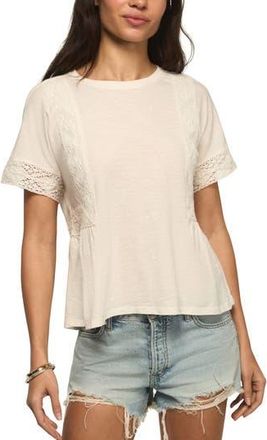 Lucky Brand Lace Trim Peplum T-Shirt in Whisper White at Nordstrom Rack, Size X-Small