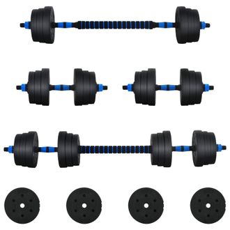 vidaXL Juego De Mancuernas 2 En 1 30kg Negro Y Azul Vidaxl