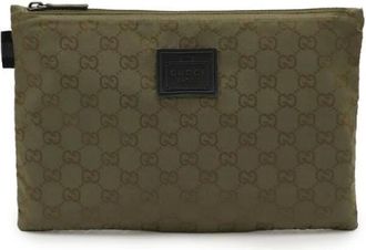 Gucci Pre-owned Clutches, female, Green, Size: ONE SIZE Pre-owned Nylon Clutch