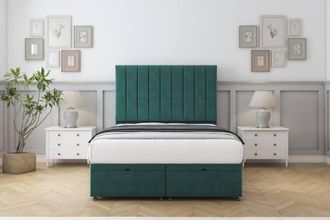 Comfort Beds Tokyo Plush Ottoman Bed Base-54 Floor Standing Headboard in Emerald | Size: Single