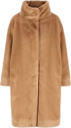 Herno Hooggesloten Jas van Imitatiebont - Dames - Mantel - Beige - XS - Katoen - Jassen