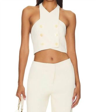 Rosetta Getty Button Halter Top In White