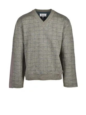 Maison Margiela Patchwork V-Neck Sweater - Green