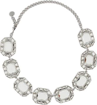 Self Portrait Silver Maxi Crystal Choker Necklace
