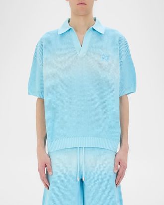 Amiri Mens Cotton Knit Johnny Collar Polo Shirt