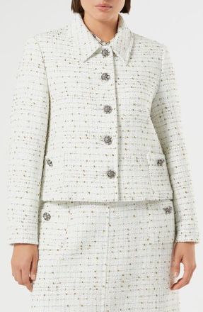 Marina Rinaldi Trionfo Tweed Jacket in White at Nordstrom, Size 20W