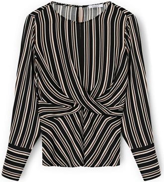 Motivi Gestreept wikkelblouse - Dames - Blouses - Grijs - XS - Overhemden