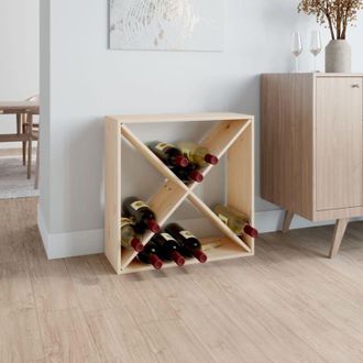 vidaXL Botellero De Madera Maciza De Pino 62x25x62 Cm Vidaxl
