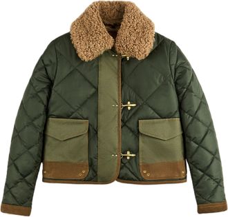 Fay Cropped Quilted Corduroy Accent Coat
