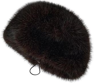 Cesare Gaspari Faux Fur Hat - Dames - Hoeden - Bruin - ONE Size - Polyester - Accessoires