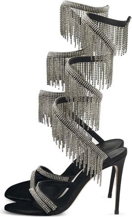 Le Silla Sandali con cristalli - Nero