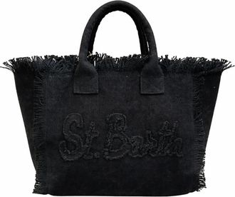 Saint Barth Handbags, female, Black, Size: ONE SIZE Borsa a tracolla media con scritta su rilievo