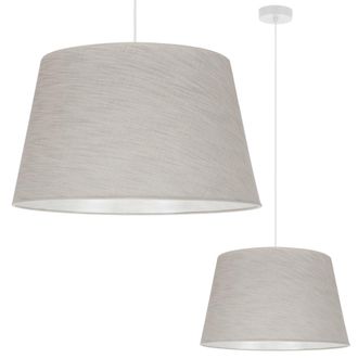 OEM L&aacute;mpara Colgante, Cono De Lino, Blanco, 1 Plano, Pantalla Beige Claro, L02 44cm