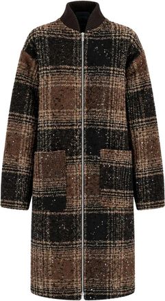 Imperial Gedessineerde Pailletten Jas - Dames - Mantel - Bruin - XS - Pailletten - Jassen