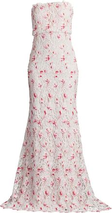 Tadashi Shoji Abito in pizzo a fiori - Bianco