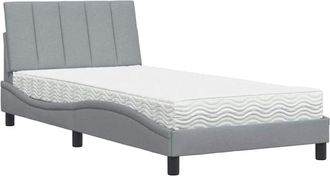 vidaXL Cama Con Colch&oacute;n Tela Gris Claro 100x200 Cm Vidaxl