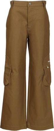 Off-white Bookish Cotton Cargo Trousers - male - Off White - Wide Trousers - Brown - L - Trousers