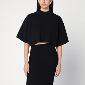 Alaia Black crop T-shirt in cotton knit