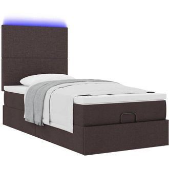 vidaXL Estructura Cama Otomana Colch&oacute;n Tela Marr&oacute;n Oscuro 80x200cm Vidaxl