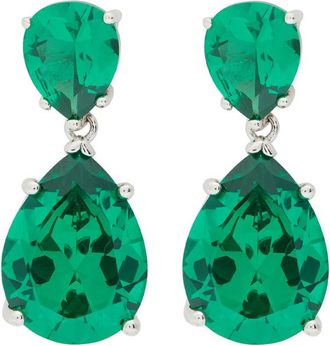 Kenneth Jay Lane CZ BY Kenneth Jay Lane Crystal-embellished Rhodium-plated Drop Earrings - Green - One Size
