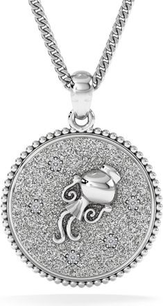 The Diamond Store Zodiac Aquarius Necklace Medallion Necklaces Lab Grown 0.02ct in 925 Silver