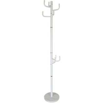 Relaxdays Relaxdays freestanding coat stand, 8 hooks, iron frame, for jackets, coats, hats, HWD: 176 x 30 x 30 cm, white