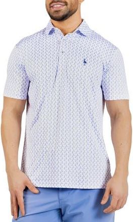 Tailorbyrd Flamingos Print Performance Polo in Blue at Nordstrom Rack, Size Xx-Large