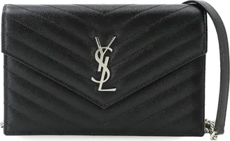 Saint Laurent Black Leather Chain/Shoulder Wallet (Pre-Owned)