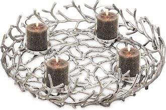 Edzard Hochwertiger Design Xl Adventskranz Porus &oslash; 58 cm - Silber