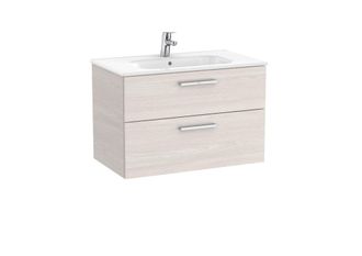 Roca Roca - Unik - Mueble Base 2 Cajones + Lavabo Color: Fresno N&oacute;rdico - Medidas: 805x453x515 Mm