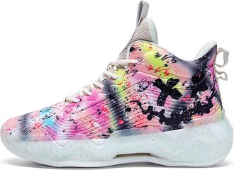 Generic Mens Basketball Shoes Shock-Absorbing Wear-Resistant Breathable Fashionable Outdoor Sports Training Walking Shoes(Pink,4.5 UK)