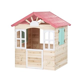 Beliani Casita De Jard&iacute;n Casa De Juegos Infantil Para Exterior De Madera Marr&oacute;n Claro Badolato