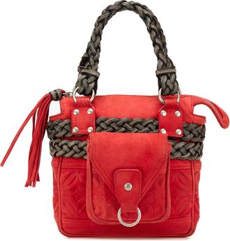 Loewe Pre-owned Womens Suede Braided Top Handle Bag - Poppy Leather - One Size