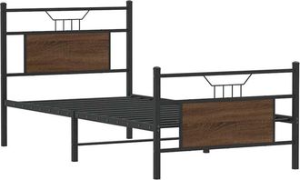 vidaXL Bed Frame without Mattress Brown Oak 90x200 cm Engineered Wood Vidaxl