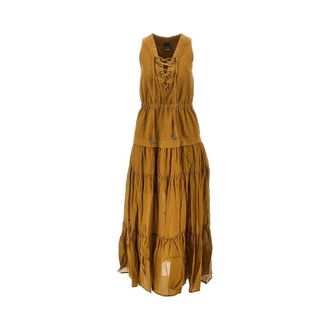 Pinko Cotton flounced maxi dress Woman 38