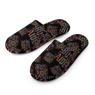 Generic Bus Driver Aide Back to School Mens Cozy Memory Foam Slippers Warm Cotton House Shoes Comfy Slipper for Indoor Outdoor