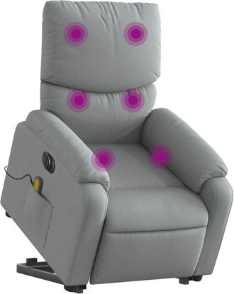 vidaXL Vidaxl - Sill&oacute;n De Masaje El&eacute;ctrico Reclinable Elevable Tela Gris Claro
