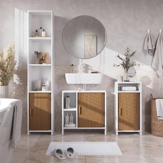 Vicco Conjunto De Muebles De Ba&ntilde;o Norea, Roble/blanco, Juego De 3 Piezas, Vicco