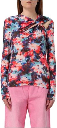 Patrizia Pepe Floral Print Knotted Neck Top
