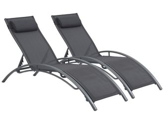 Habitat & Jardin Juego de 2 tumbonas gris l181