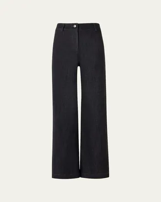 Akris Caia High-Stretch Denim Straight-Leg Crop Pants