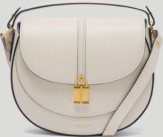 DeMellier The Siena Saddle in Chalk Small Grain Leather Crossbody bag