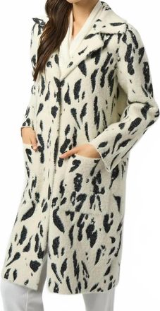 Joseph Ribkoff Animal Print Faux Fur Coat In Winter White/ Black