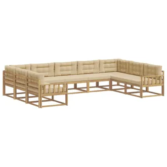 vidaXL Set Di Divani Da Esterno 9 Pz Bianco E Beige Vidaxl