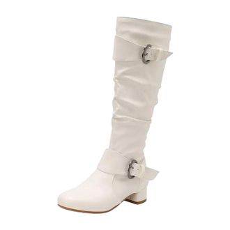 Generic Womens Sexy Knee High Boots Round Toe Med Block Heel Zipper Closure With Metal Accent For Party Banquet Tall Boots