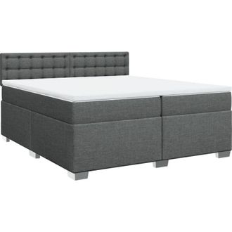 vidaXL Cama Box Spring Con Colch&oacute;n Tela Gris Oscuro 200x200 Cm Vidaxl