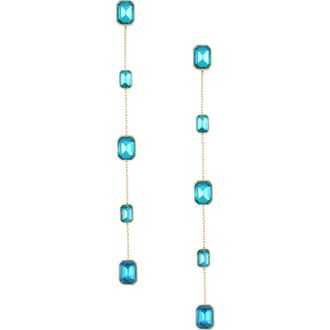 Ettika Baguette Crystal Linear Drop Earrings in Aqua at Nordstrom